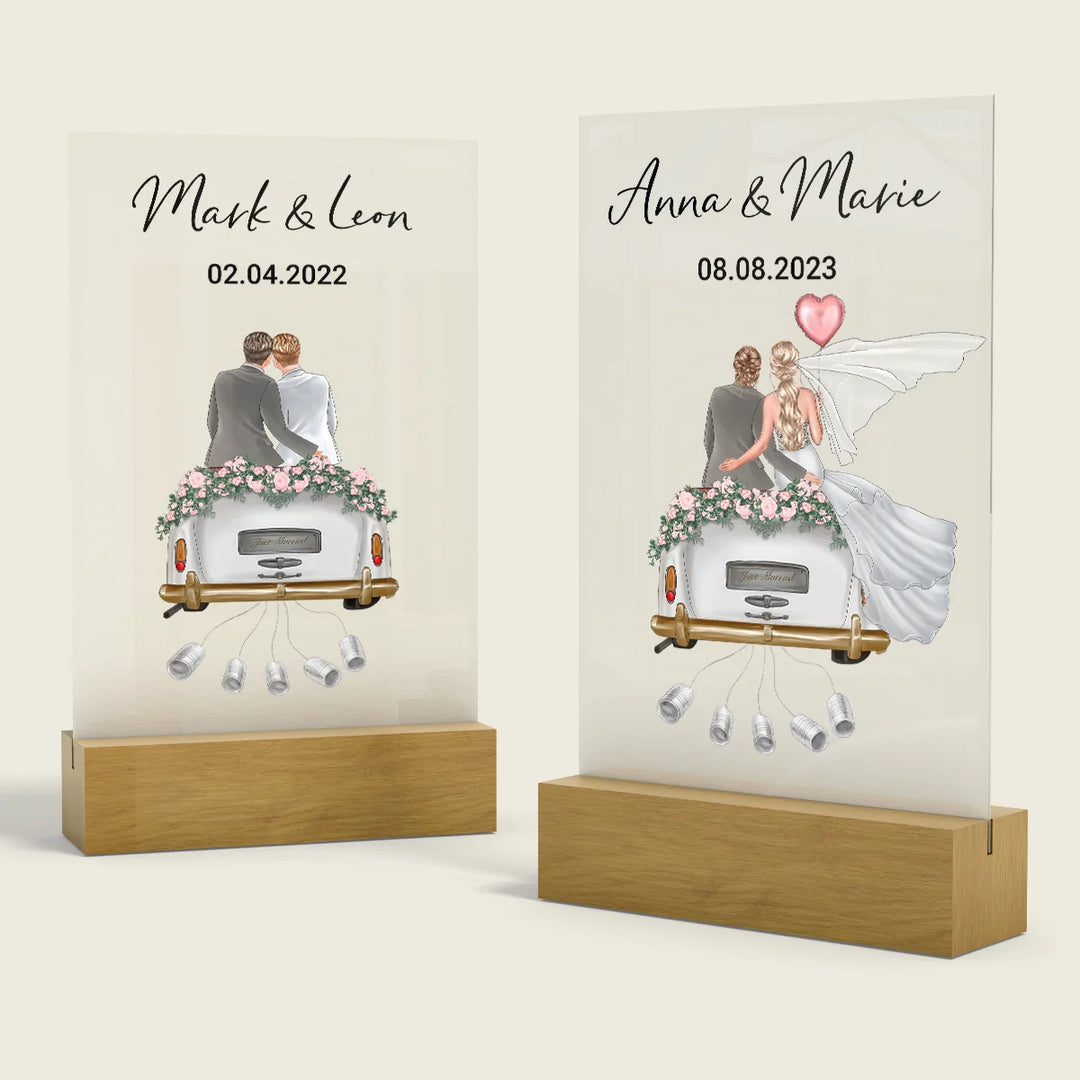 "Just Married" - Personalized acrylic board as a money gift | LGBTQ couples