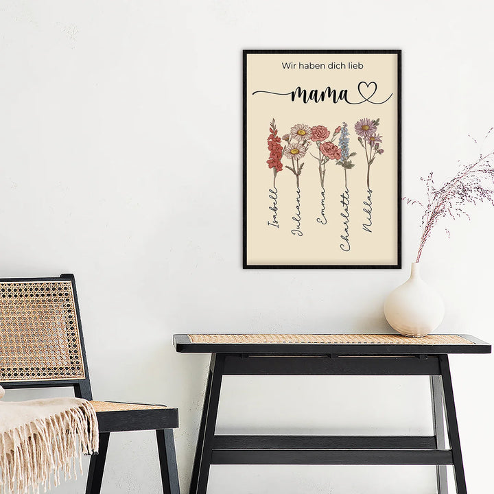 Personalisiertes Poster "Blumen für Mama"