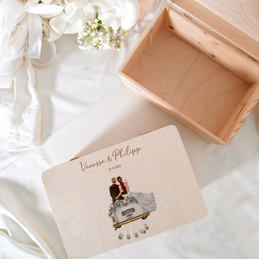 Personalisierte Erinnerungskiste "Just Married"