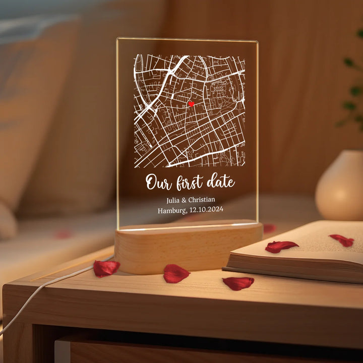 Personalisiertes Acryl-Licht "Herzensort" | Nachtlicht, Dekolicht, Glowlight