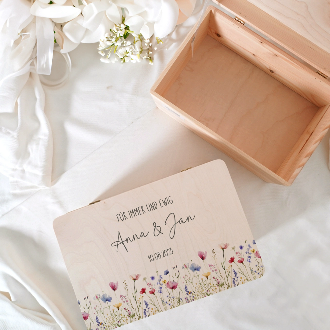 Personalisierte Erinnerungskiste Hochzeit "Blumen"