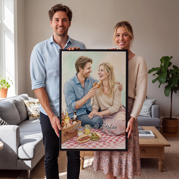 Personalisierte Leinwand "Wasserfarben Couple"