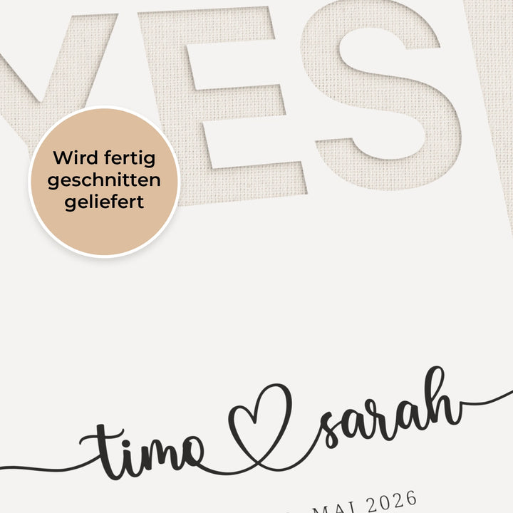 Personalisiertes Geldgeschenk zur Hochzeit "Yes"