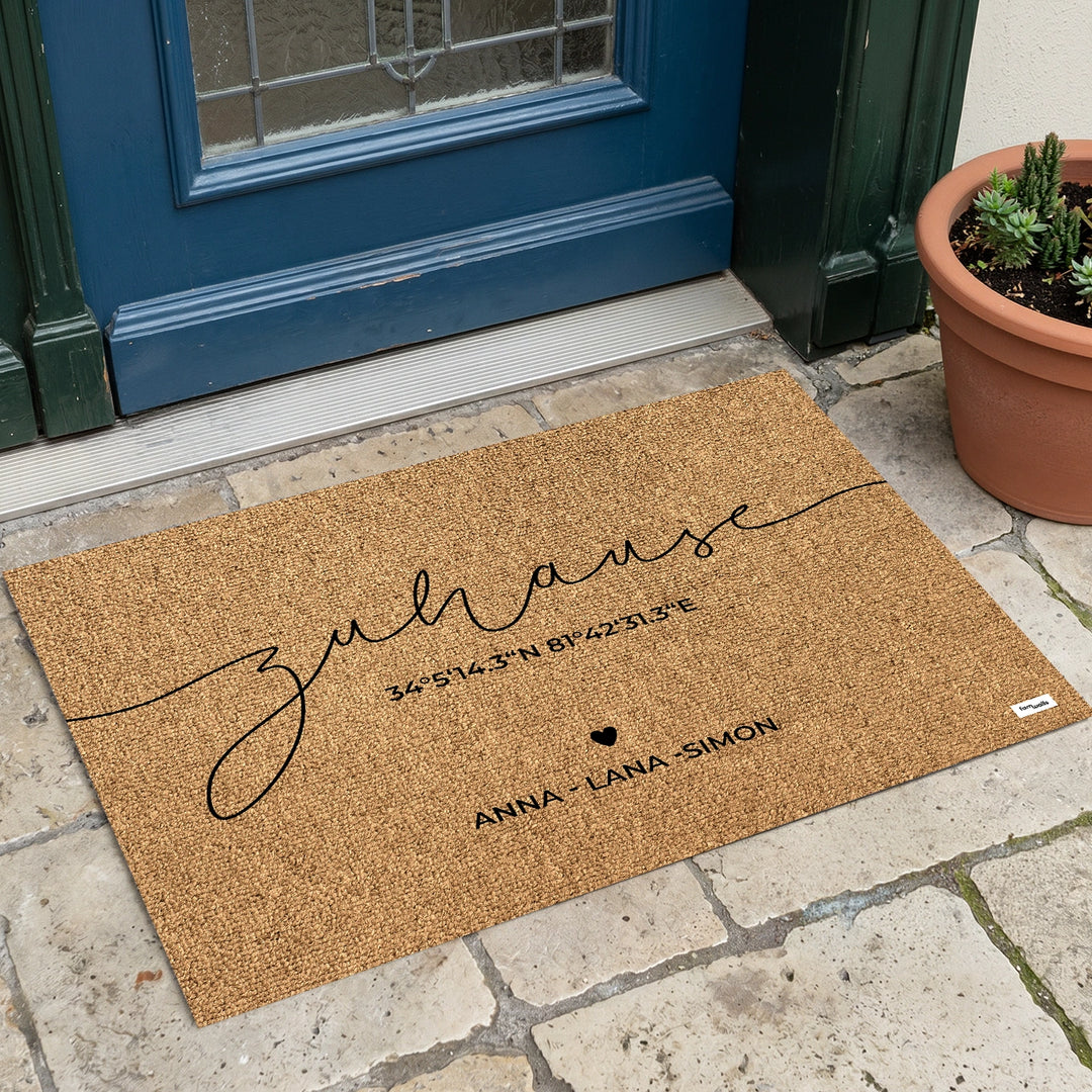 Personalisierte Fußmatte "Zu Hause Koordinaten"