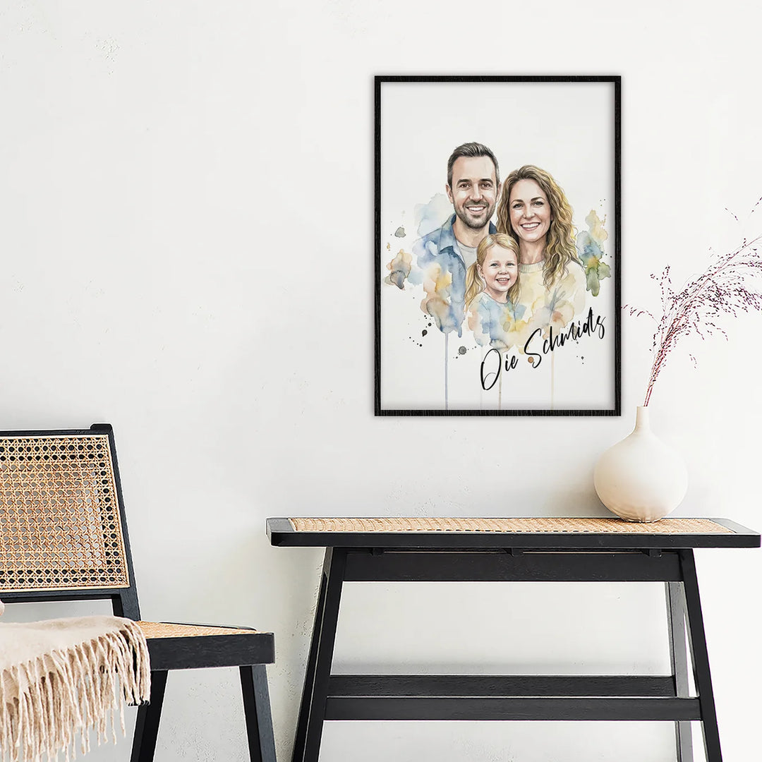 Personalisiertes Poster Familie "Wasserfarben"