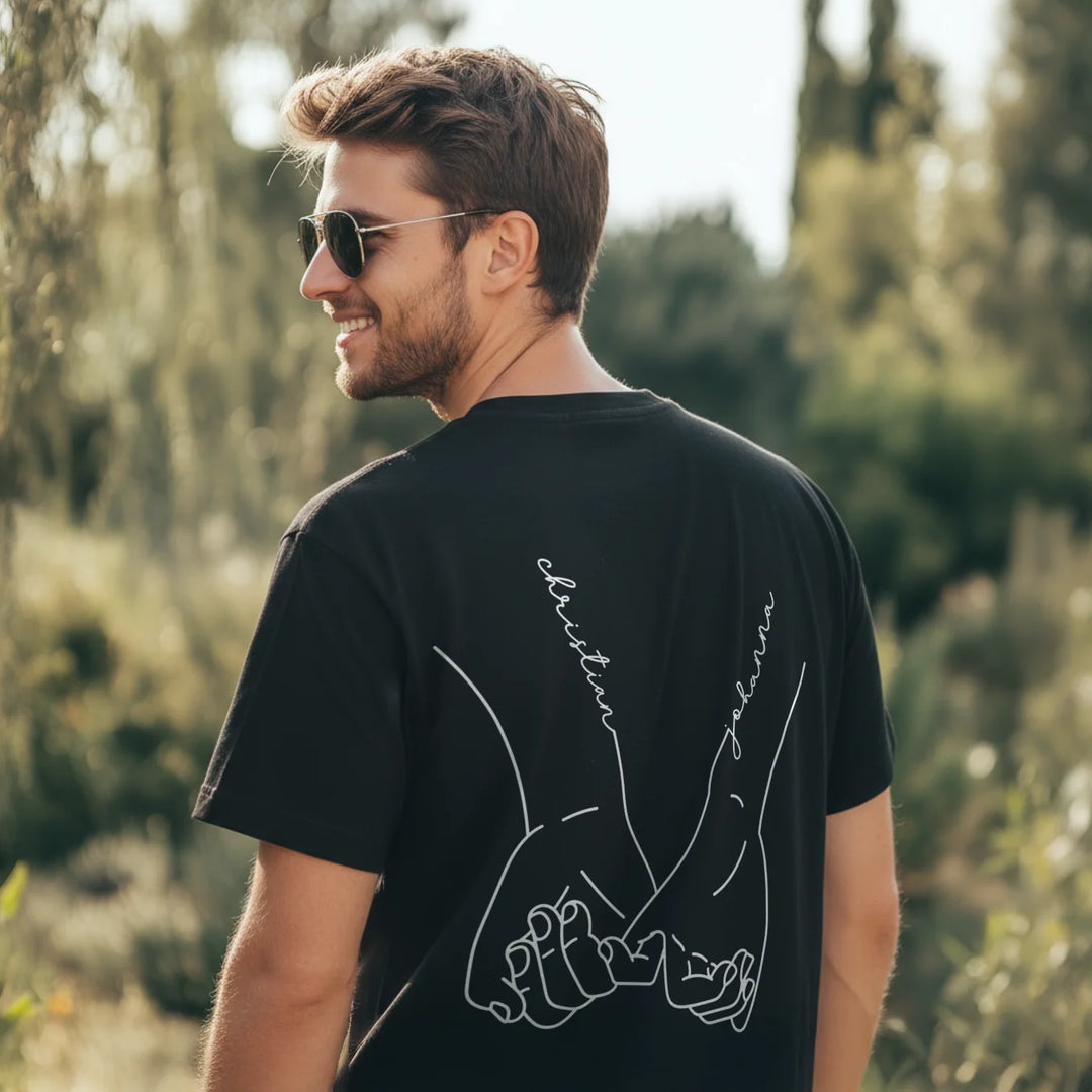 Personalisierte Partnerlook Oversized T-Shirts "Hände"