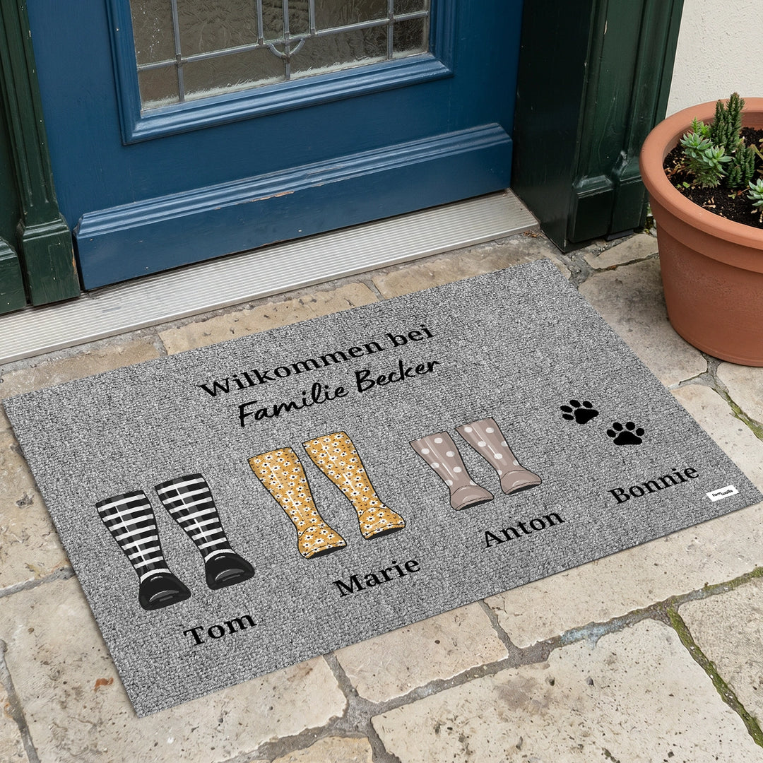 Personalisierte Fußmatte "Gummistiefel"