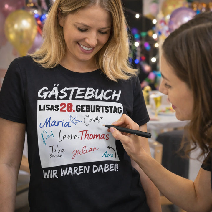 Personalisiertes T-Shirt “Gästebuch Geburtstag”