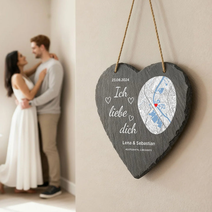 Personalisierte Schieferplatte "Wo alles begann"