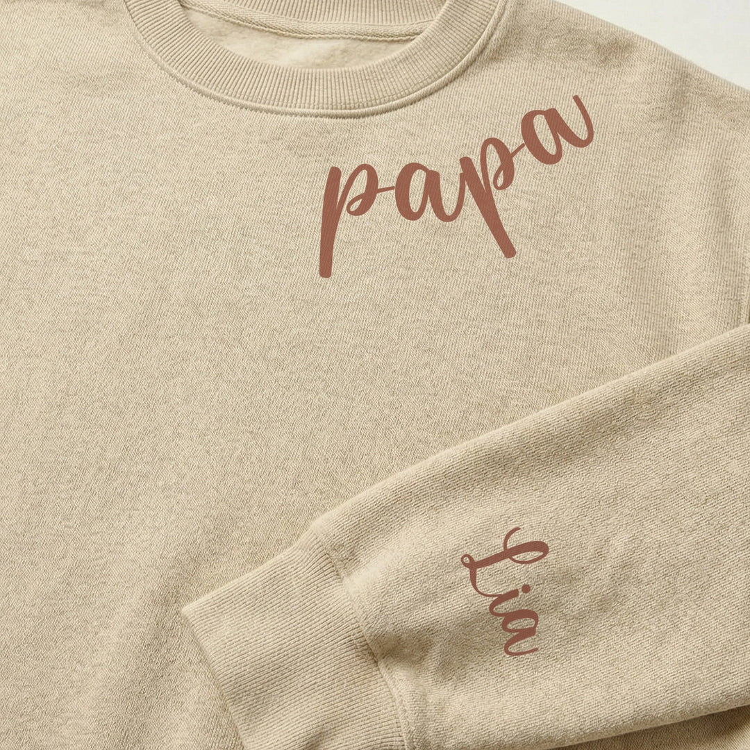 Personalisierter Sweater "Lieber Papa" mit Ärmeldruck