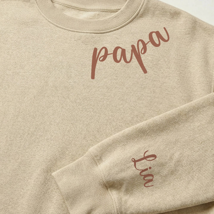 Personalisierter Sweater "Lieber Papa" mit Ärmeldruck
