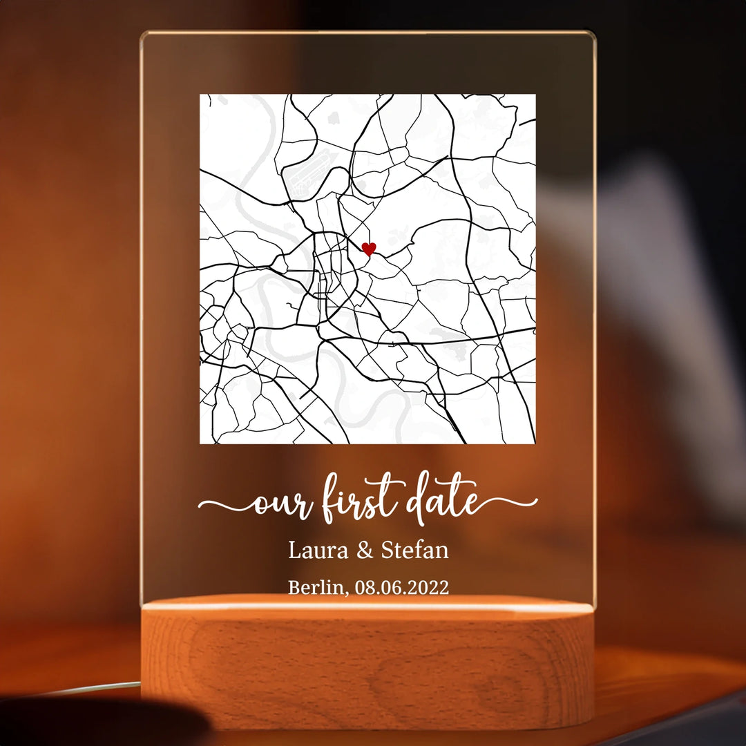 Personalisiertes Acryl-Licht "Herzensort" | Nachtlicht, Dekolicht, Glowlight