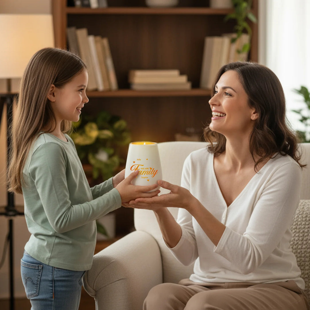 Personalisiertes Windlicht Weiß "Familie"