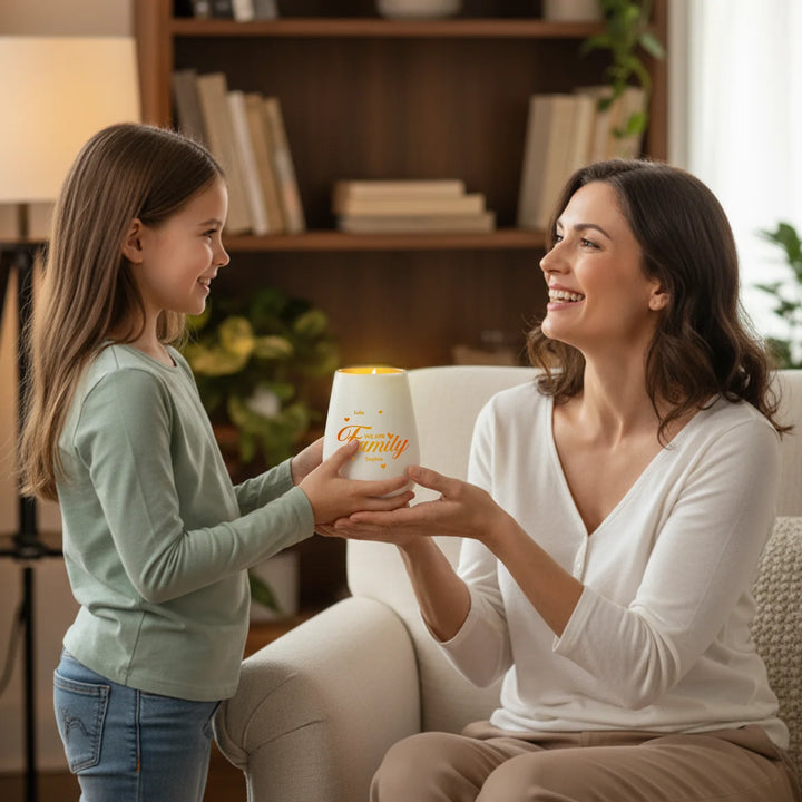 Personalisiertes Windlicht Weiß "Familie"