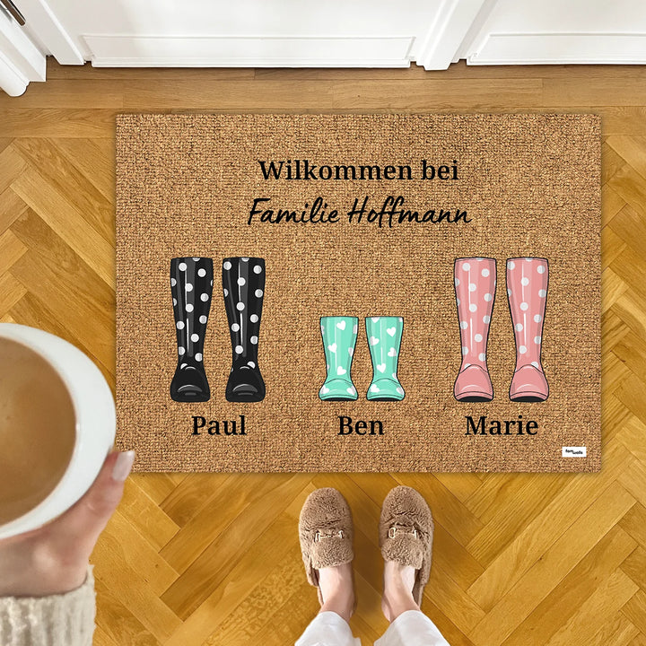 Personalisierte Fußmatte "Gummistiefel"