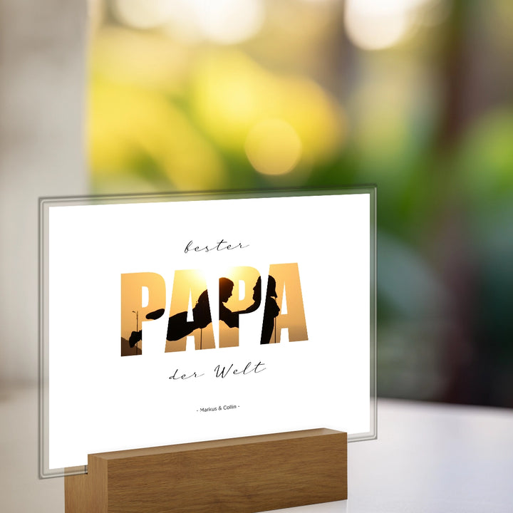 Personalisiertes Acryl-Glas "Papa Wort" mit Foto
