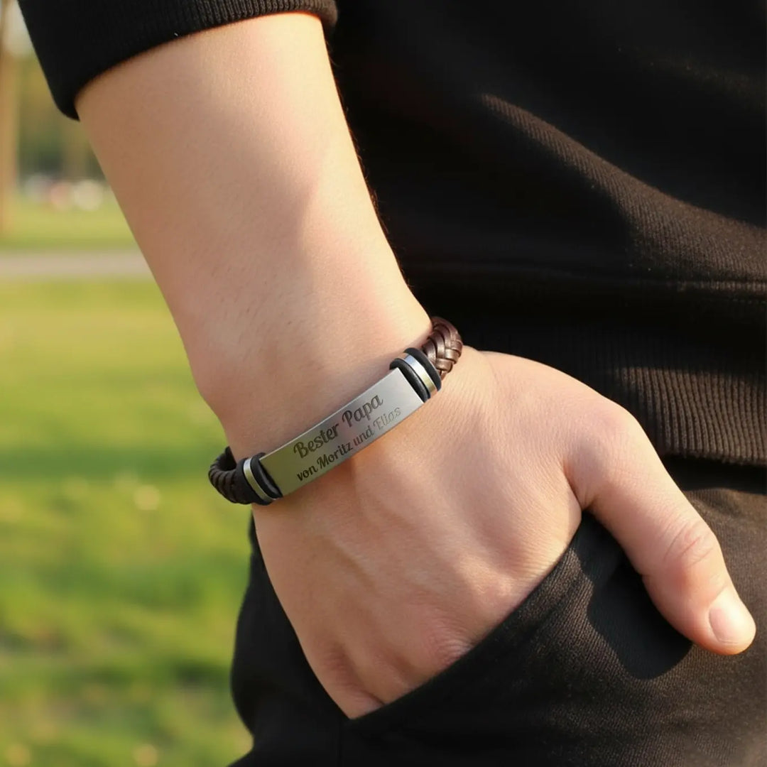 Personalisiertes Lederarmband "Papa"