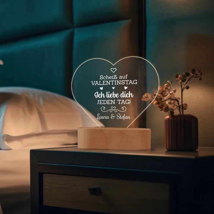 Personalisiertes Herz Acryl-Licht ''Valentinstag'' | Nachtlicht, Dekolicht, Glowlight