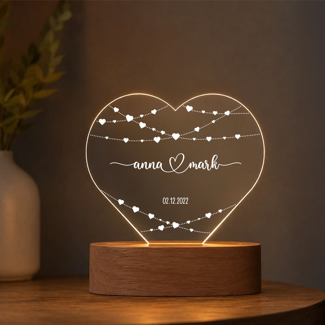 Personalisiertes Herz Acryl-Licht "Hearts" | Nachtlicht, Dekolicht, Glowlight