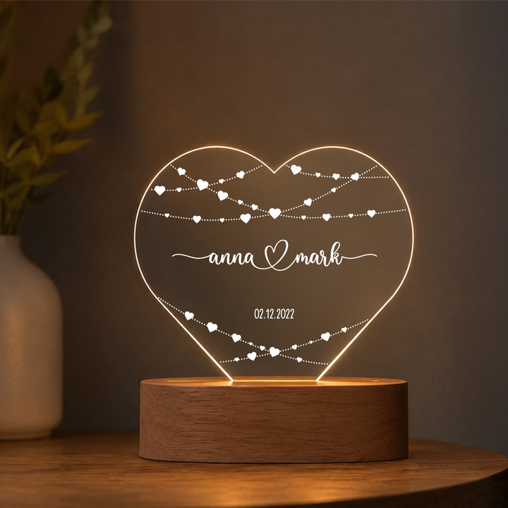 Personalisiertes Herz Acryl-Licht "Hearts" | Nachtlicht, Dekolicht, Glowlight