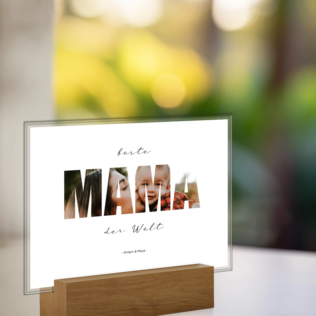 Acrylic glass "Mama Word" with photo