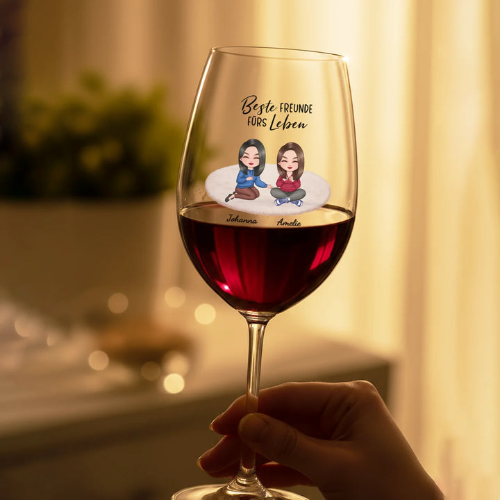 Personalisiertes Weinglas "Besties"