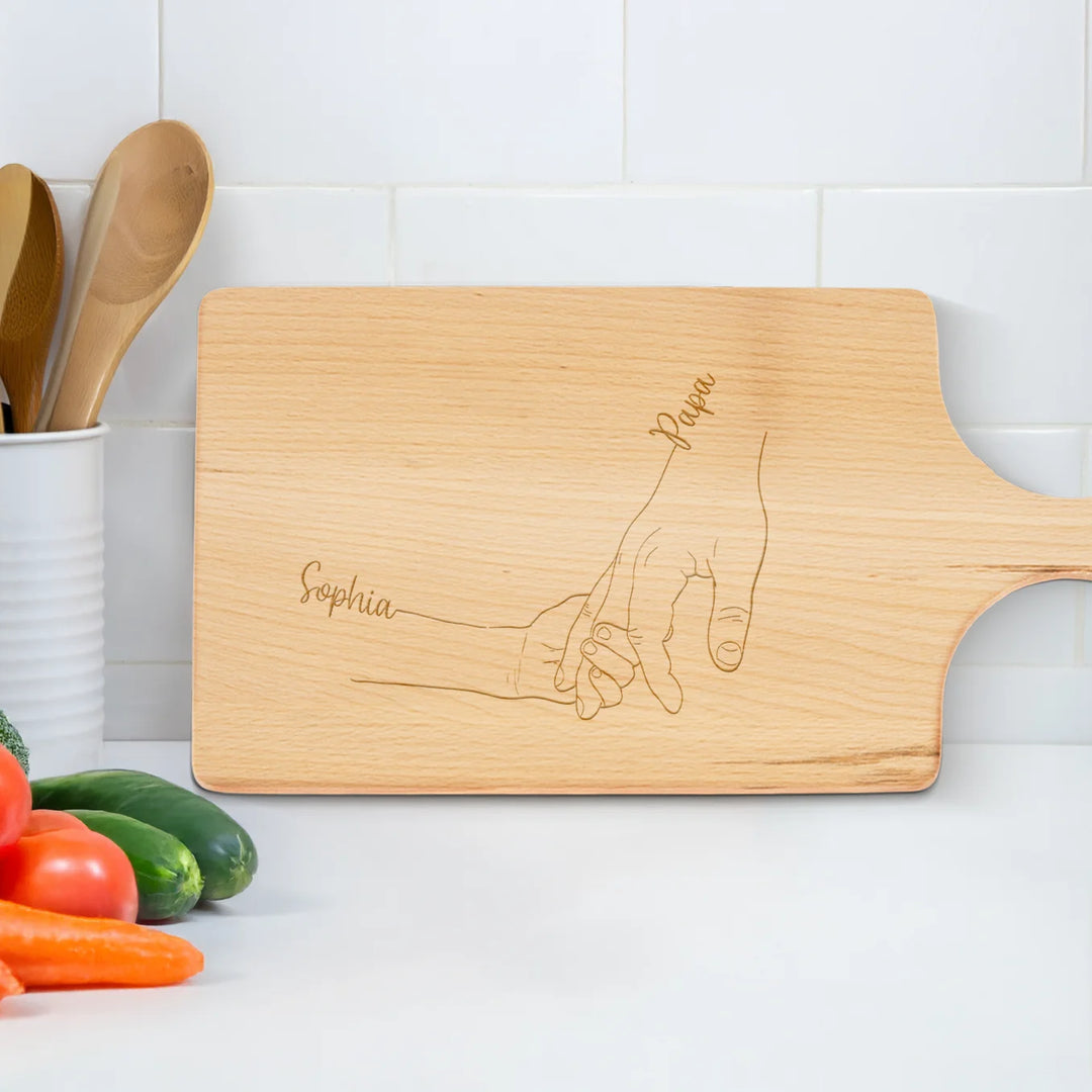 Personalisiertes Schneidebrett "Hand in Hand"