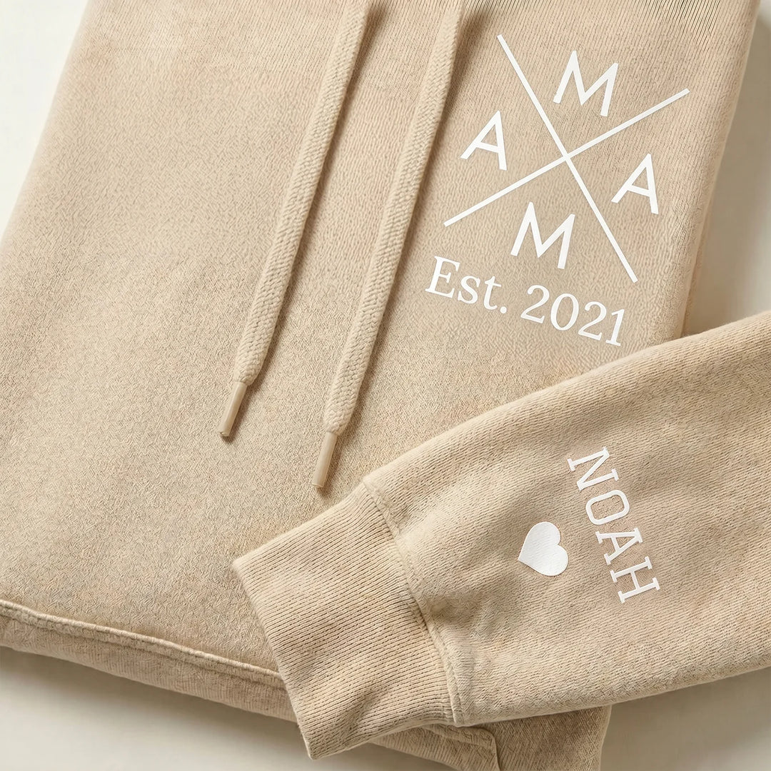 Personalisierter Hoodie "Mama Cross" mit Ärmeldruck