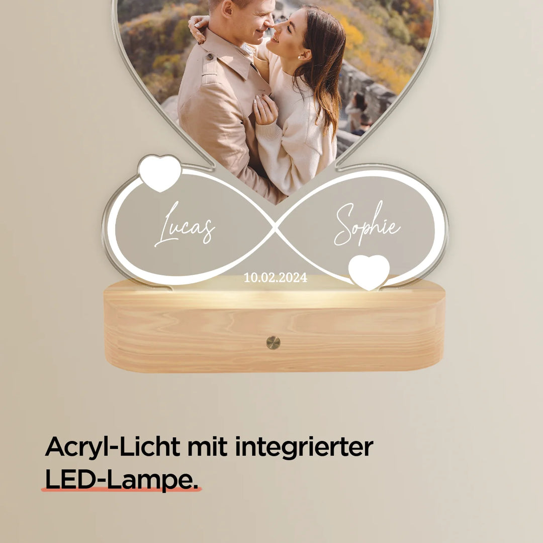 Personalisiertes Acryl-Licht "Für immer" | Nachtlicht, Dekolicht, Glowlight