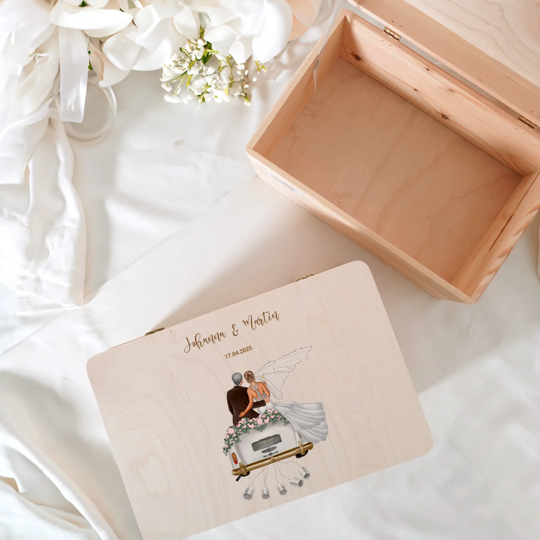 Personalisierte Erinnerungskiste "Just Married"