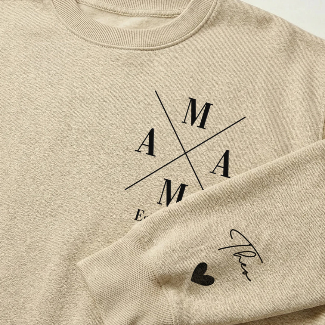 Personalisierter Sweater "Mama Cross" mit Ärmeldruck