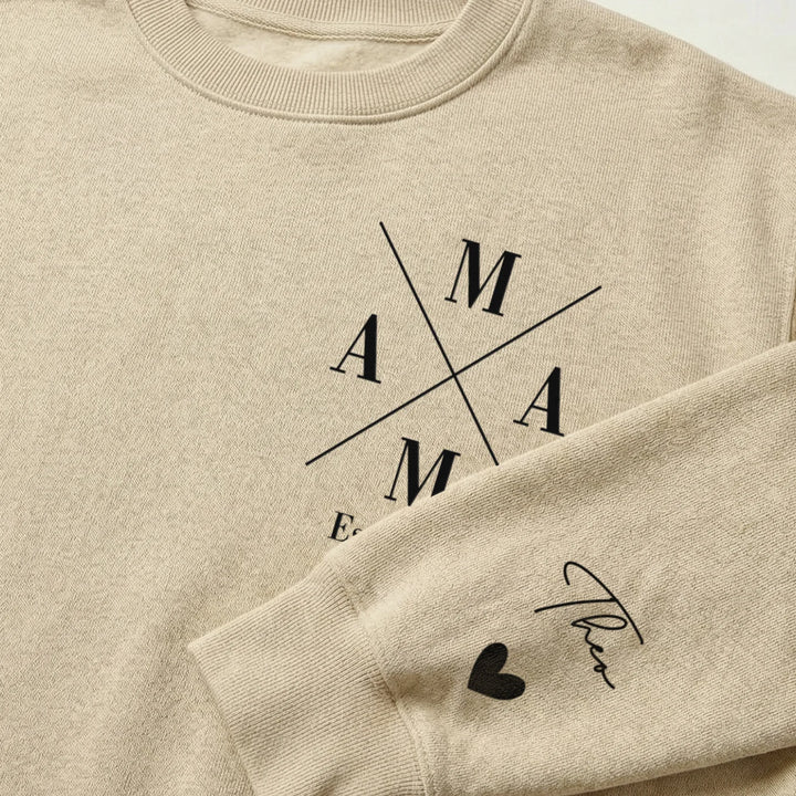 Personalisierter Sweater "Mama Cross" mit Ärmeldruck