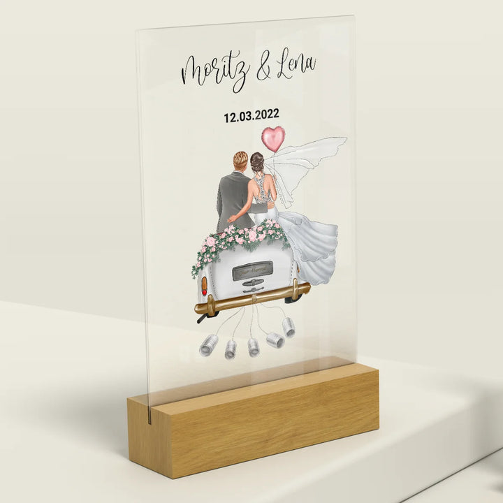 "Just Married" - Personalisierte Acryltafel als Geldgeschenk