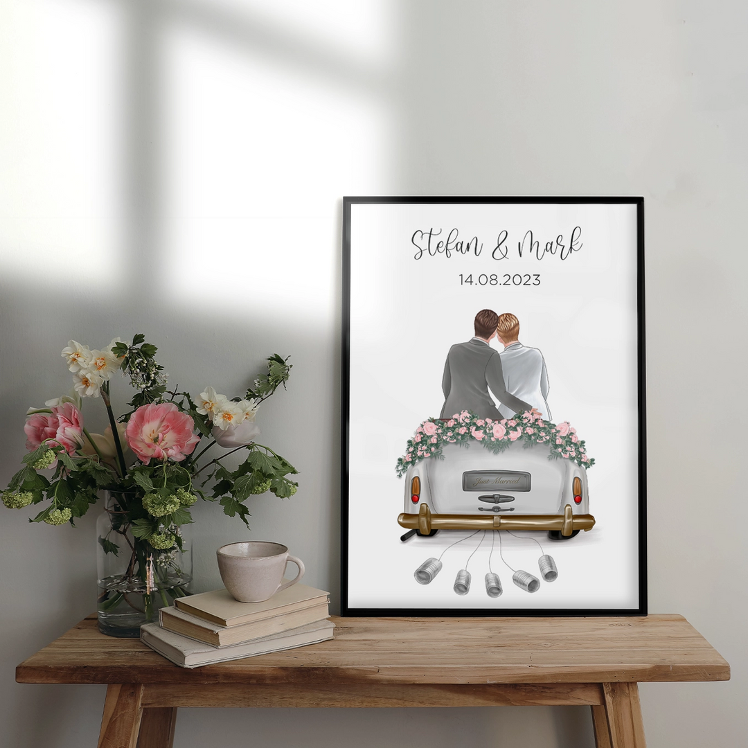 "Just Married" - Personalized poster as a money gift | LGBTQ couples