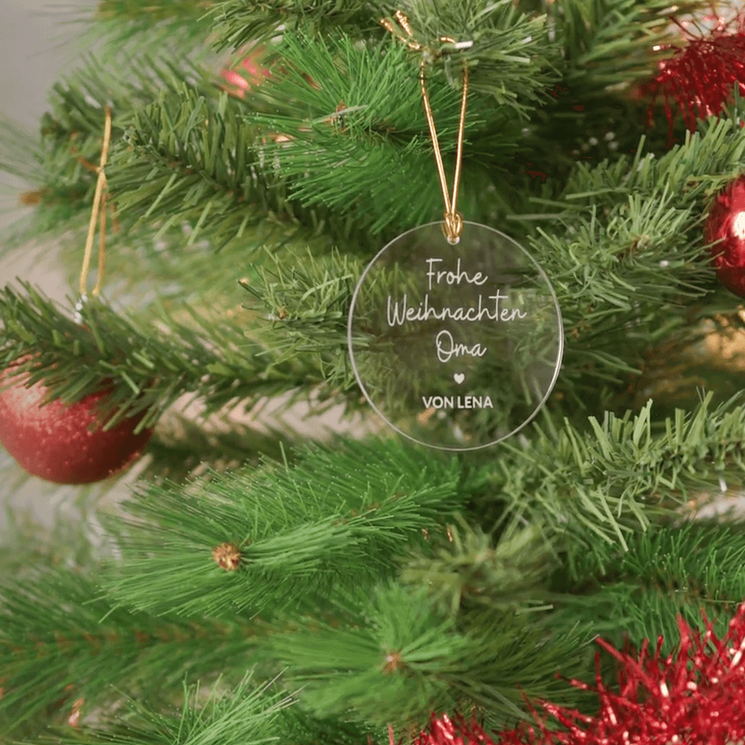 Christmas tree pendant round ''Your desired text''