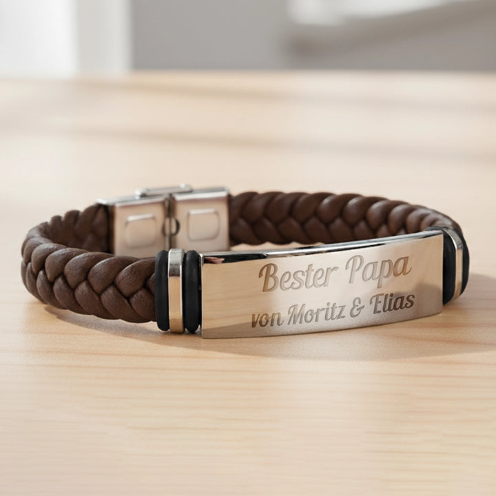 Personalisiertes Lederarmband "Papa"