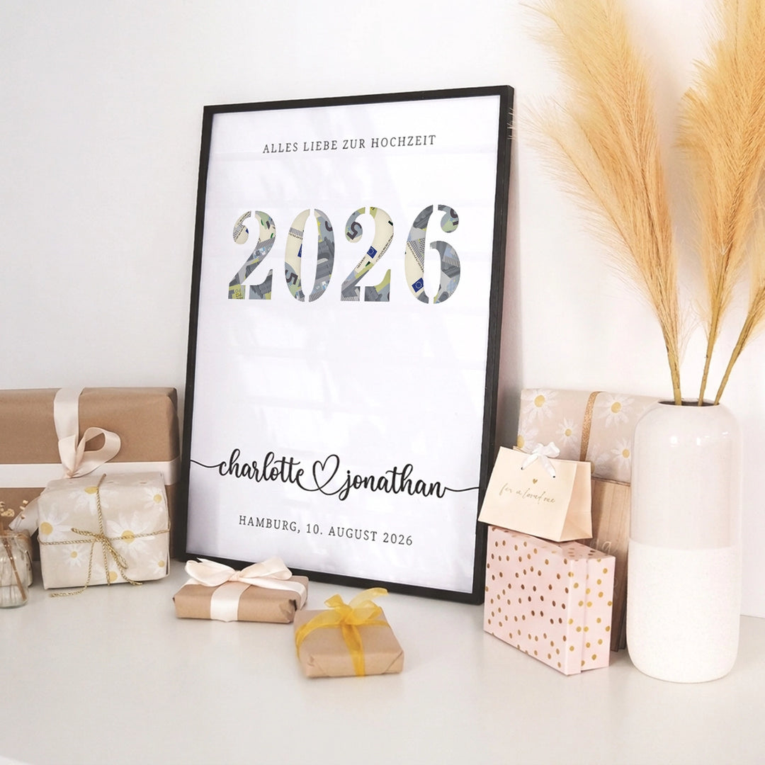 Personalisiertes Geldgeschenk zur Hochzeit "2026"