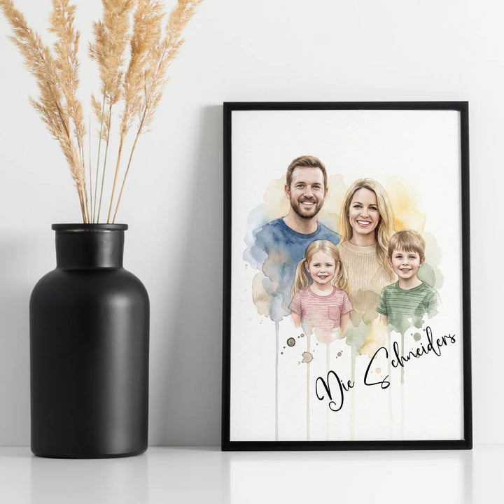 Personalisiertes Poster Familie "Wasserfarben"