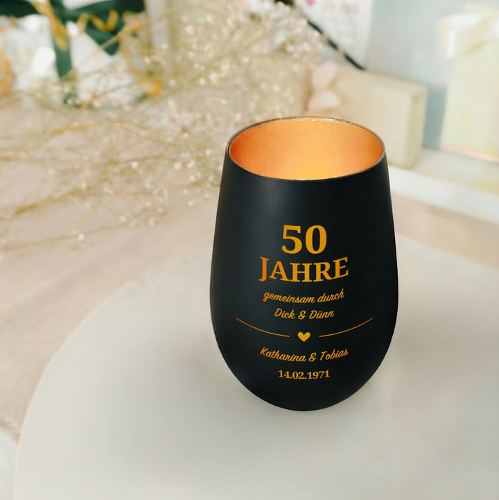 Personalisiertes Windlicht "Goldene Hochzeit"