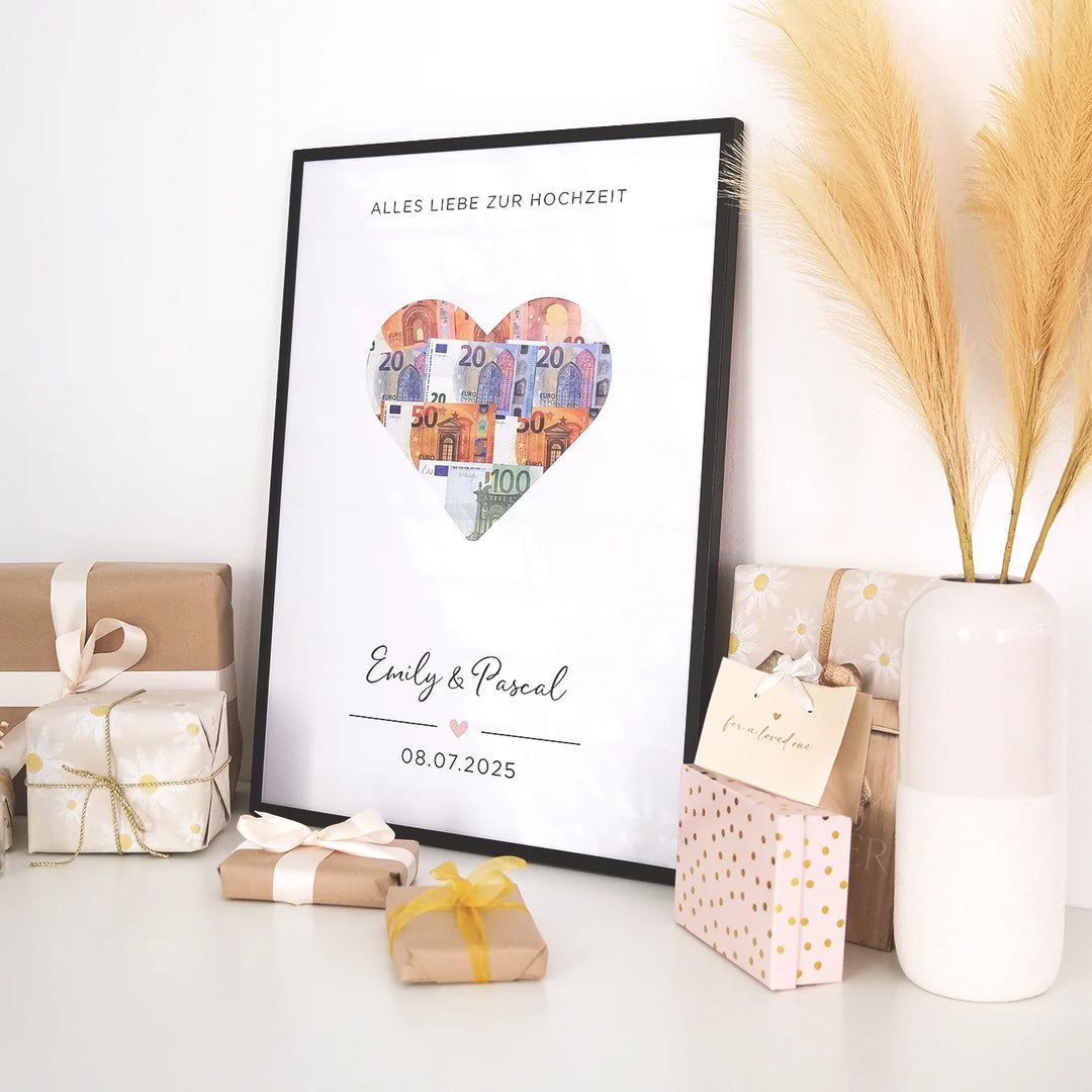 Personalisiertes Geldgeschenk zur Hochzeit "Heart"