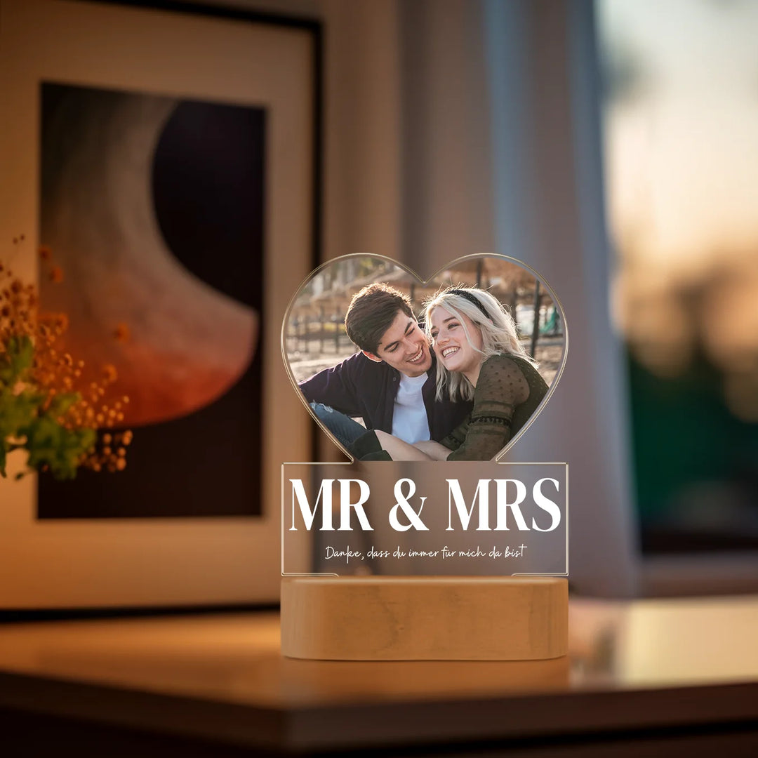 Pesonalisiertes Acryl-Licht "Mr & Mrs" | Nachtlicht, Dekolicht, Glowlight