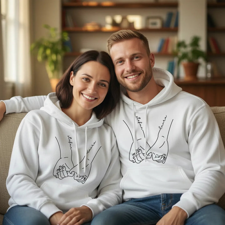 Personalisierte Partnerlook Hoodies "Hand in Hand"