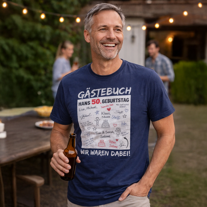Personalisiertes T-Shirt “Gästebuch Geburtstag”