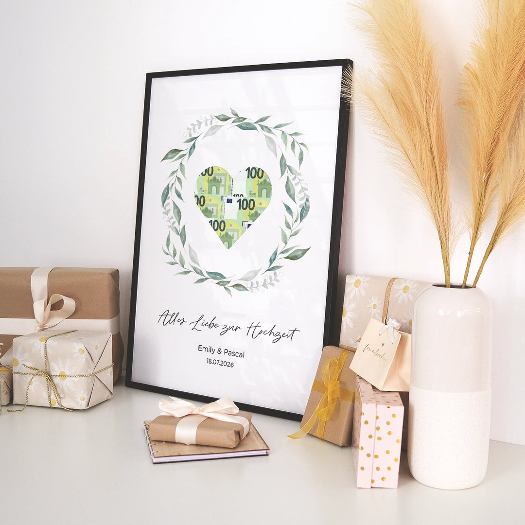 Personalisiertes Geldgeschenk zur Hochzeit "Kranz"