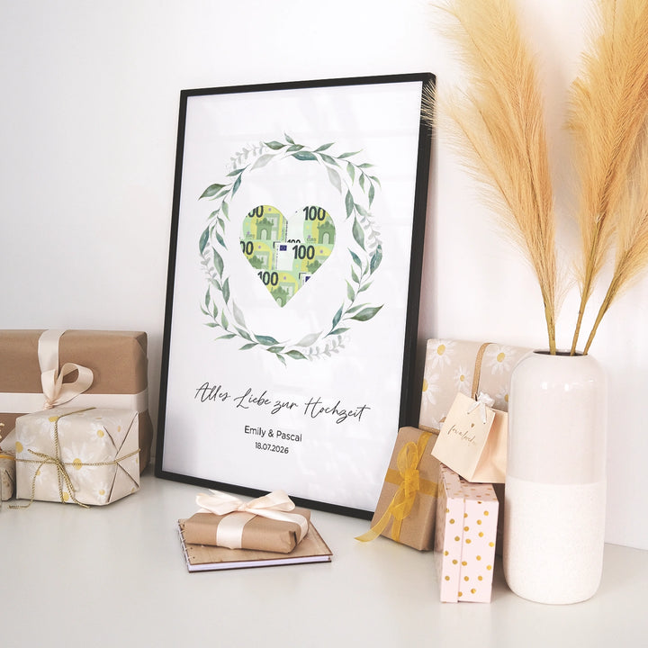 Personalisiertes Geldgeschenk zur Hochzeit "Kranz"