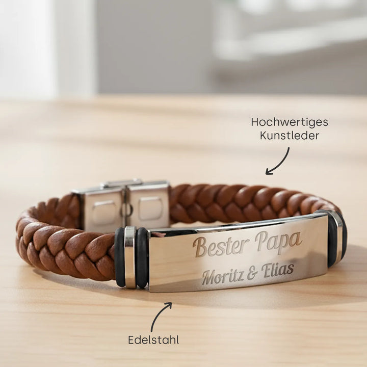 Personalisiertes Lederarmband "Papa"