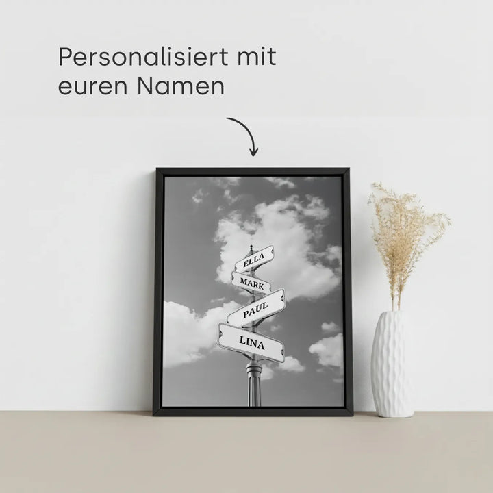Leinwand ''Vintage Straßenschild für Familien''