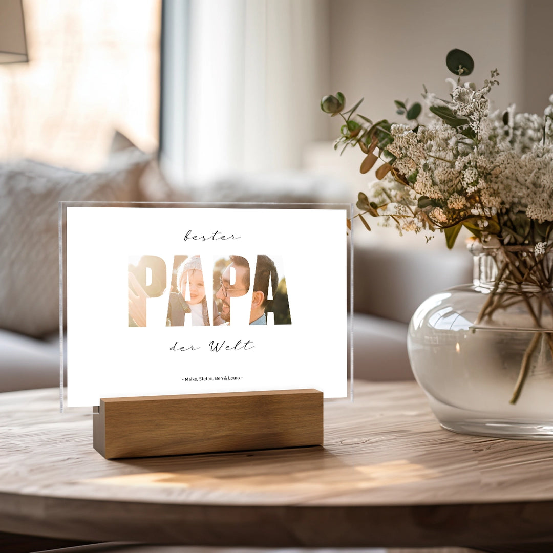 Personalisiertes Acryl-Glas "Papa Wort" mit Foto