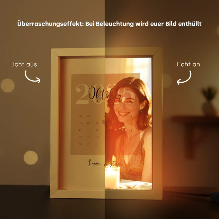 LED Bilderrahmen mit personalisiertem Bild "Our Special Date"