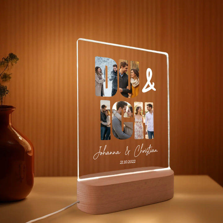 Personalisiertes Acryl-Licht "Du & Ich" | Nachtlicht, Dekolicht, Glowlight